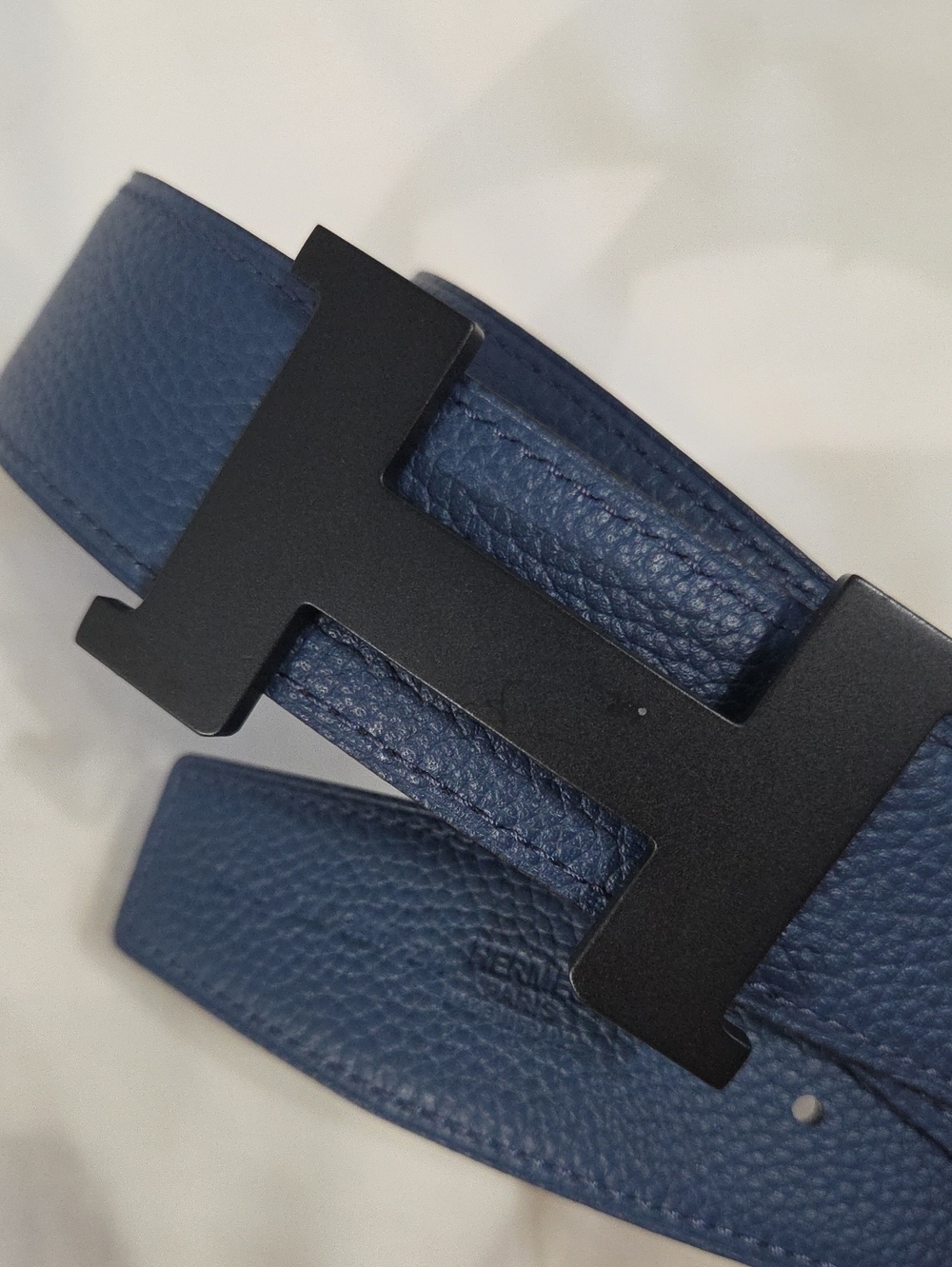 Hermes Reversible Leather Belt Black Brushed Matte H Buckle